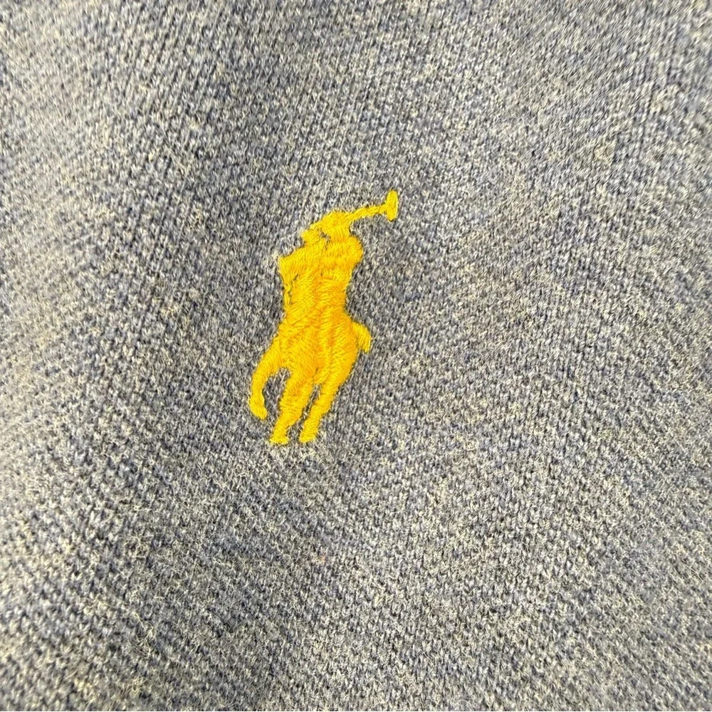 Polo Ralph Lauren Mens XL Custom Fit Blue Heather Short Sleeve Polo Shirt Yellow